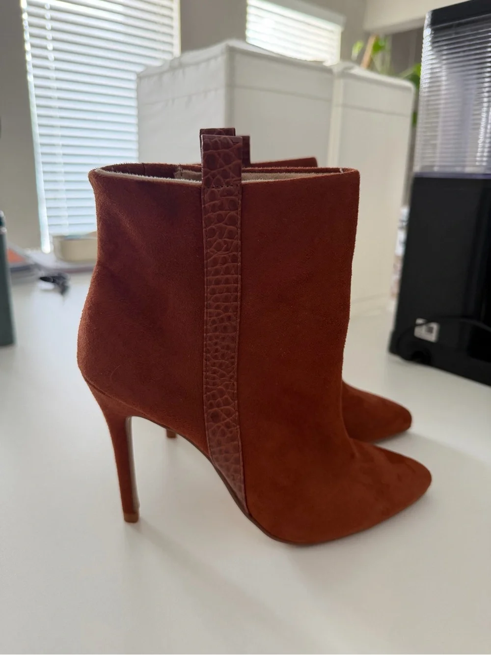Charles By Charles David Rust Suede Pointed-Toe Stiletto Ankle Boots
